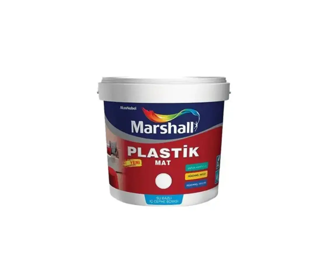 საღებავი ინტერიერის- plastik mat "marshall" 15ლტ თეთრი — ინტერიერის საღებავი